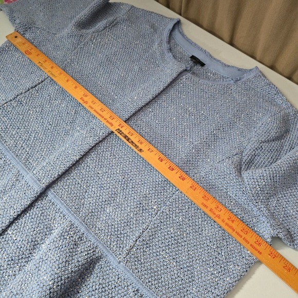 Talbots Womens Space Dyed Tweed Sweater Jacket Size 3X Blue Full Zip Peplum Hem - Picture 12 of 15